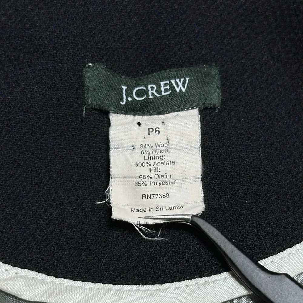 J Crew Wool Coat Womens Size 6 Petite‎ Black Peacoat Insulated Lined Vintage Y2K - Picture 5 of 16